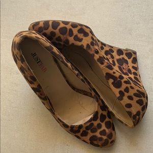 Leopard Print Suede Platforms by Just Fab